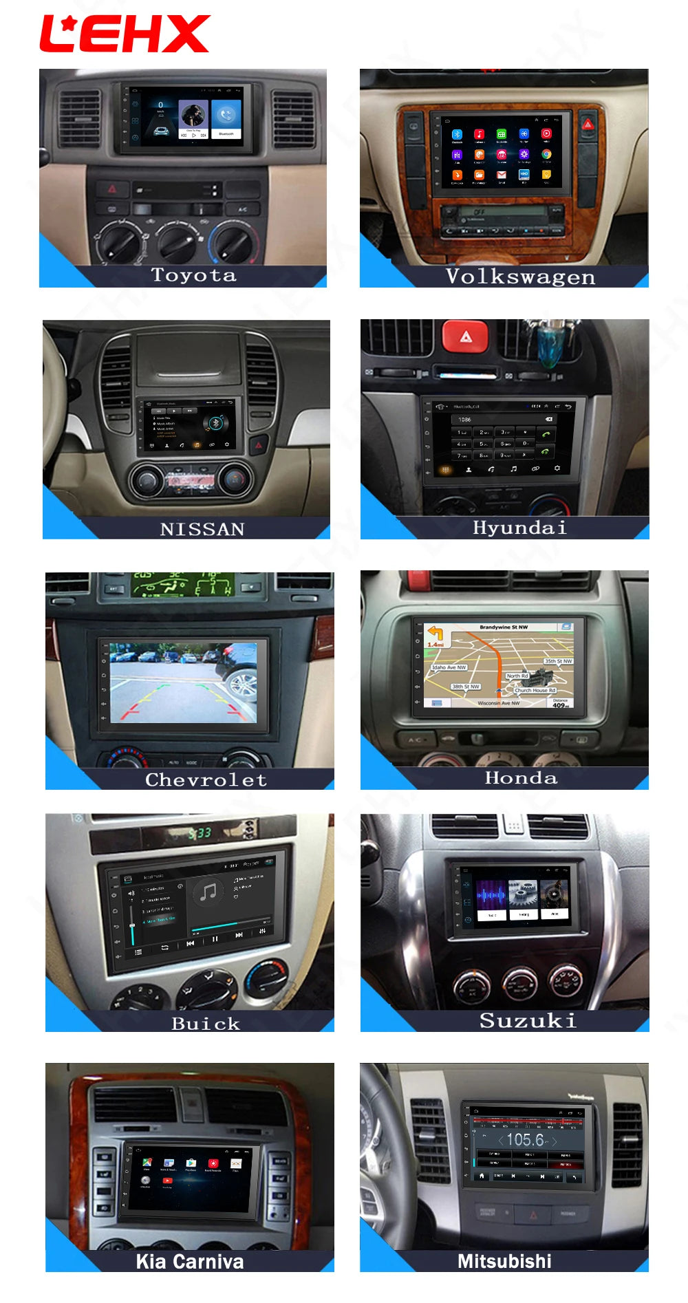 LEHX 7" 2Din MP5 Video Carplay & 4Core Android 14 Car Radio Audio Androidauto Carplay 4G GPS WIFI Automotive Multimedia Player