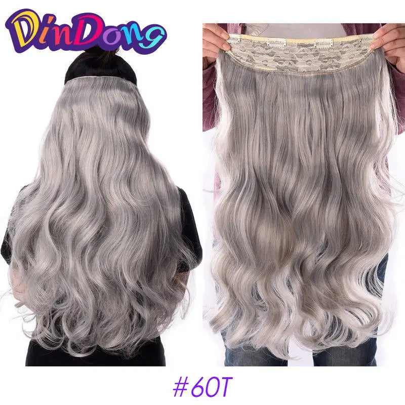 DinDong Clips In Hair Extensions 32Inch Synthetic Wavy 210G Premium Heat Resistant Hair 613# Blonde Brown 19 Colors Available