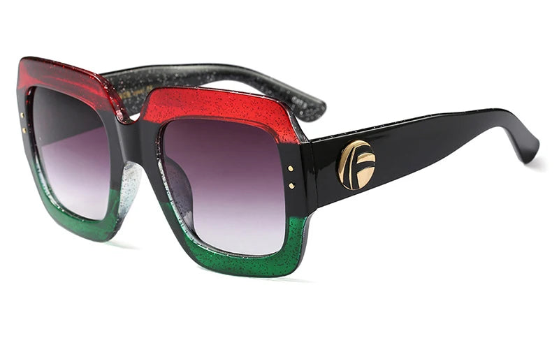 Luxury Italy Brand Oversized Square Sunglasses Women Retro Brand Designer Big Frame Sun Glasses Female Green Red Oculos 1159R