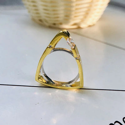 Vintage Female Zircon Stone Ring Unique Style Crystal Silver Gold Color Wedding Ring Promise Engagement Rings For Women