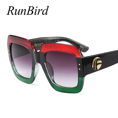 Luxury Italy Brand Oversized Square Sunglasses Women Retro Brand Designer Big Frame Sun Glasses Female Green Red Oculos 1159R