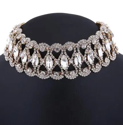 Rhinestone Choker Necklace 2023 Statement Necklaces For Women Big Fashion Necklace Collar Party Chunky Necklace Collier Bijoux
