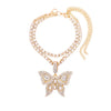 Iced Out Crystal Rhinestones Butterfly Pendants Anklet Chain For Women Multi-layer Big Rhinestones Tennis Chain Ankle Jewelry