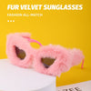 Cat Eye Sunglasses Women Punk Soft Fur Velvet Ladies Sun Glasses 2024 Luxury Brand Trendy Shades Eyewear Oculos De Sol Feminino