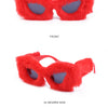 Cat Eye Sunglasses Women Punk Soft Fur Velvet Ladies Sun Glasses 2024 Luxury Brand Trendy Shades Eyewear Oculos De Sol Feminino