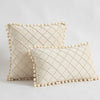 Inyahome Velvet Waist Throw Pillow with Pompom Solid Color Decorative Cushio Pillow Pink Grey Green Solid Velvet Home Pillowcase