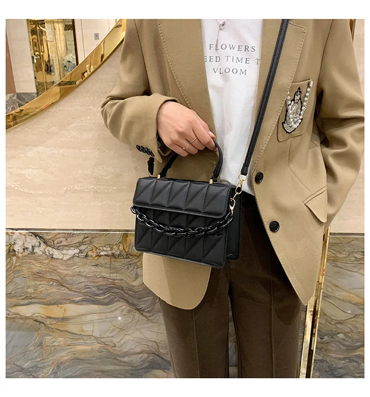 Trendy Plaid Women Shoulder Bag Fashion Chain Crossbody Bags Brand Designer Handbags and Purses Small Flap Top Handle Bags