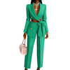 Fashion Summer Ladies Office Wear for Women Elegant Long Sleeve Top and Straight Pants Set Two Piece Set Women Clothing