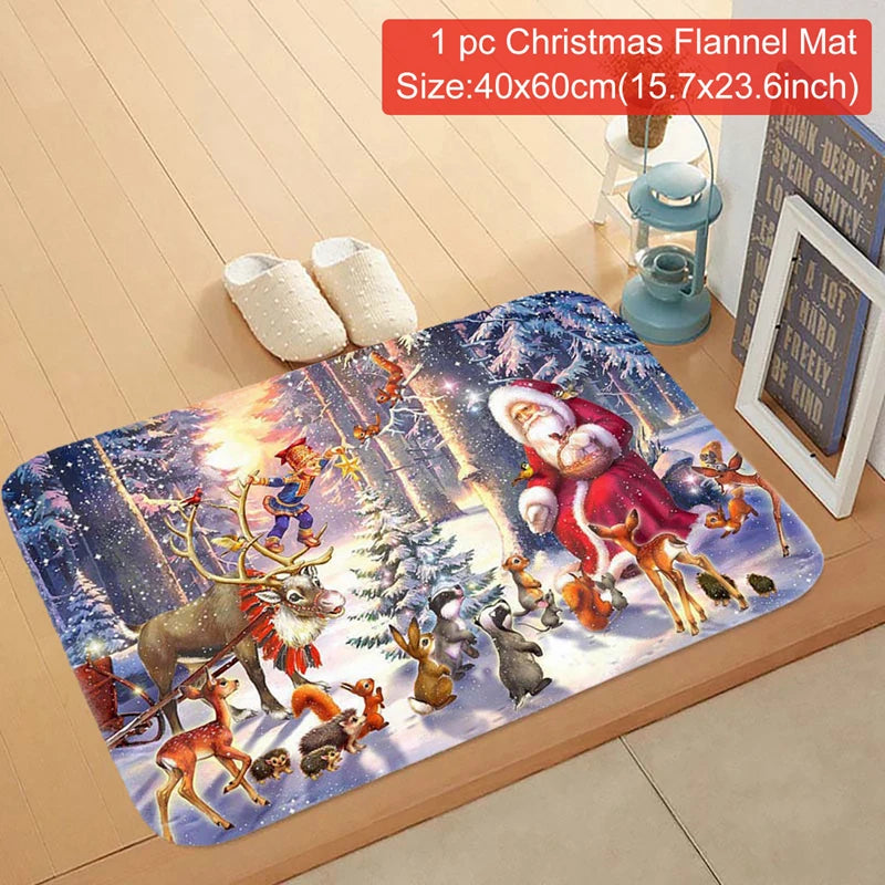 Christmas Door Mat Santa Claus Carpet Marry Christmas Decorations For Home 2024 Xmas Ornament Navidad Natal Gifts New Year 2025