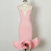 African Dresses for Women 2021 Summer African Women Pink Sleeveless V-neck Polyester Dress African Clothing