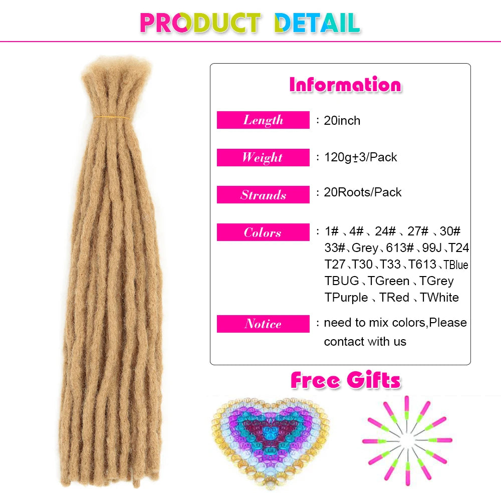 10 Inch Synthetic Dreadlocks Crochet Braids Hair  Handmade Locs Hip-Hop Style For Men And Women Ombre Braiding wig Extensions He