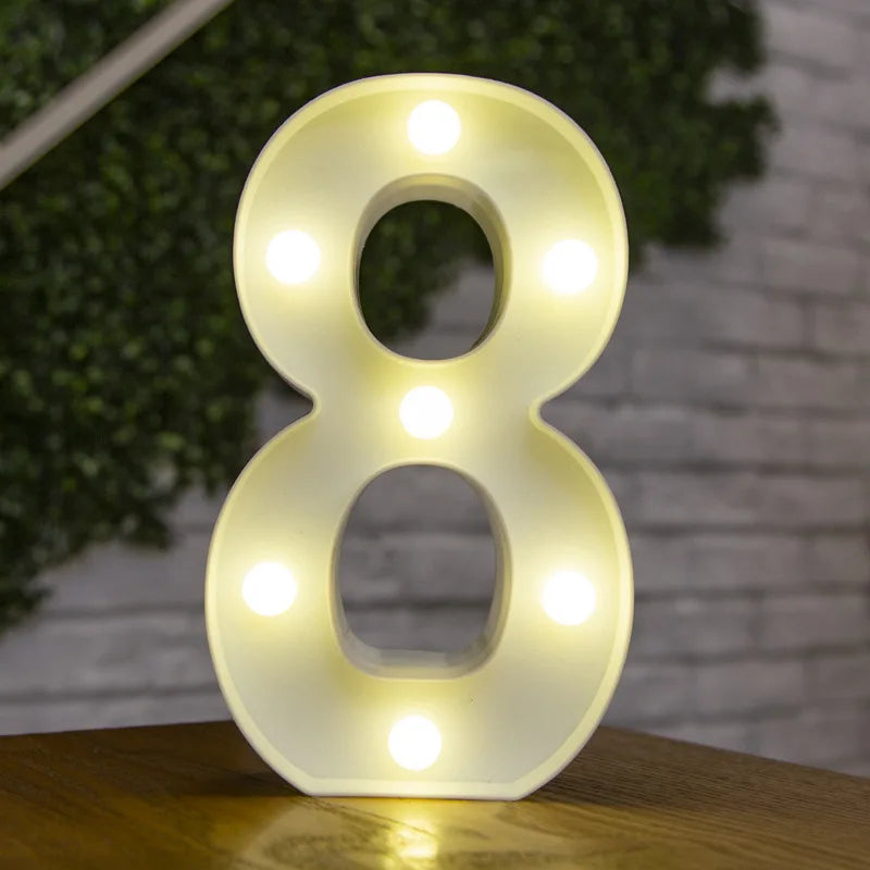 Luxury Alphabet Letter LED Lights Luminous Number Lamp  Battery Night Light for Home Wedding Birthday Christmas Party Decoration