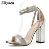Eilyken Sexy Crystal Diamond Woman Sandals Fashion Buckle Strap Banquet Party High Heels Summer Ladies Shoes