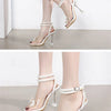 Eilyken New Women Sandals 2025 Summer Sexy Perspex Crystal High Heels Party Wedding Shoes Square Toe Pearls String Bowknot Pumps