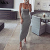 Kliou strap backless sexy bodycon midi long dress new women high waist cotton striped dresses elegant fashion party clothes