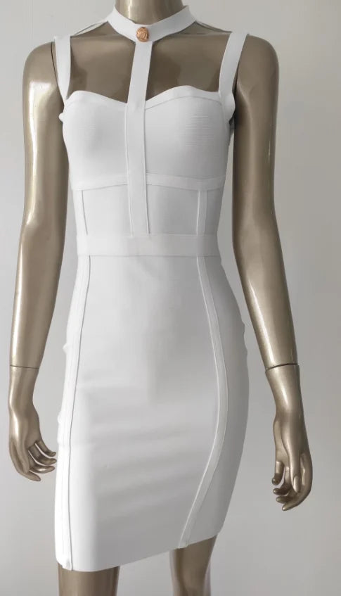 New Arrival Summer Style Sexy Cut Out Button Stretchy Elastic Bandage Dress 2022 Celebrity Designer Evening Party Dress Vestidos