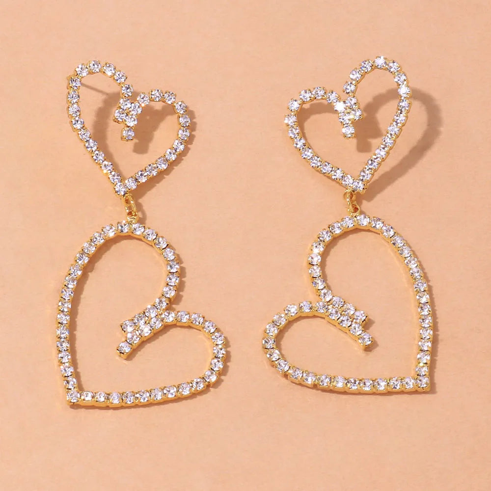 Stonefans Aesthetic Letter Earrings Designer Luxury for Women 2021 Fahsion Jewelry Rhinestone Designer Piercing Heart Earrings