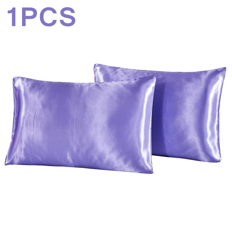 1Pc Queen Satin Silk Pillowcase Pillow Case Cover Home Bedding Smoothy Pillow Rectangle Bedding Pillow