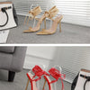 Summer 12CM Gladiator Heels Sandals For Women Fashion Pointed Open Toe Lace-Up Stiletto Ladies Strappy Wedding Shoes Black Red