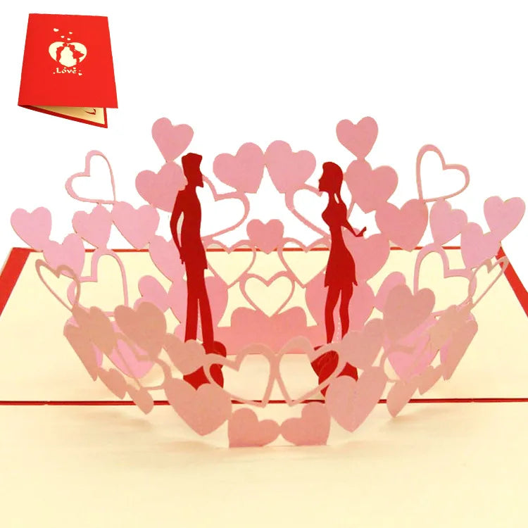 3D Pop Up Love Card with Envelope Valentines Day Birthday Anniversary Greeting Cards for Couples Wife Husband Handmade Gifts