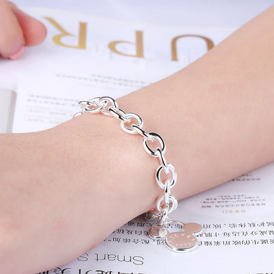 Jewelry Set 925 Sterling Silver Cute Mickey Chain Bracelet For Women Gift Trendy Jewelry Silver Bangles