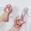 Transparent Slippers For Women 2025 Summer Fashion Pink Butterfly-knot Designer Sandals Clear Heels Size 46 Female Shoes