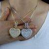 In Stock Iced Out Bling Women Jewelry 5A White Cubic Zirconia Heart Shaped Pendant Necklace With Tennis Box Chain