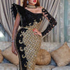Customized Long Black Dresses Velvet Sequins Embroidered Chest Wrapped Puff Sleeve Dress Classy Ladies Spring Fall Party Celebri