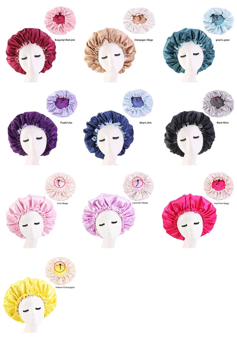 Double-Sided Sleeping Hat Adjustable Nightcap Bathing Hat Girl Sleep Protector Tool