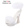 2021 New 4 Color Feather Thick High Heels Platform Sandals Women 14cm 17cm Heels Shoes Female Summer Hair Wedding Pumps Shoes
