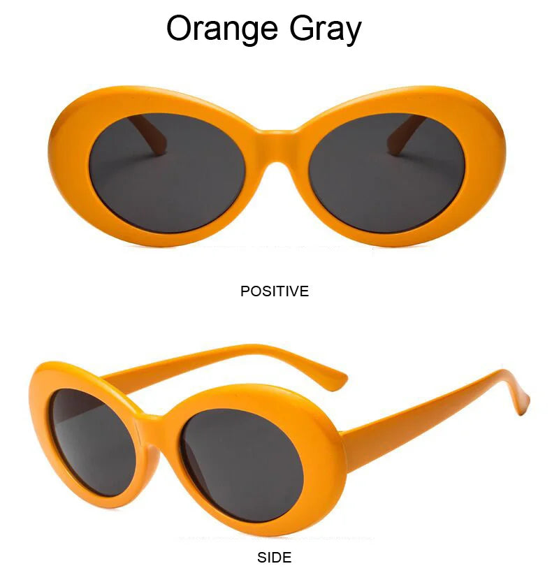 Kurt Cobain Retro Oval Sunglasses Man Vintage Fashion Brand Sun Glasses Classic White Black Lentes De Sol Mujer