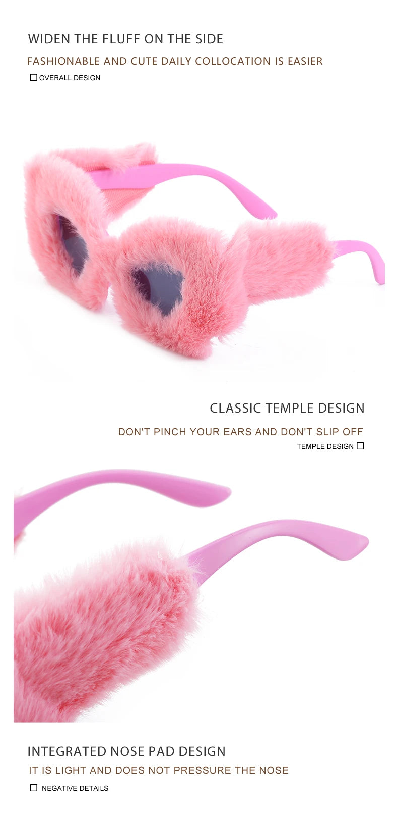 Cat Eye Sunglasses Women Punk Soft Fur Velvet Ladies Sun Glasses 2024 Luxury Brand Trendy Shades Eyewear Oculos De Sol Feminino