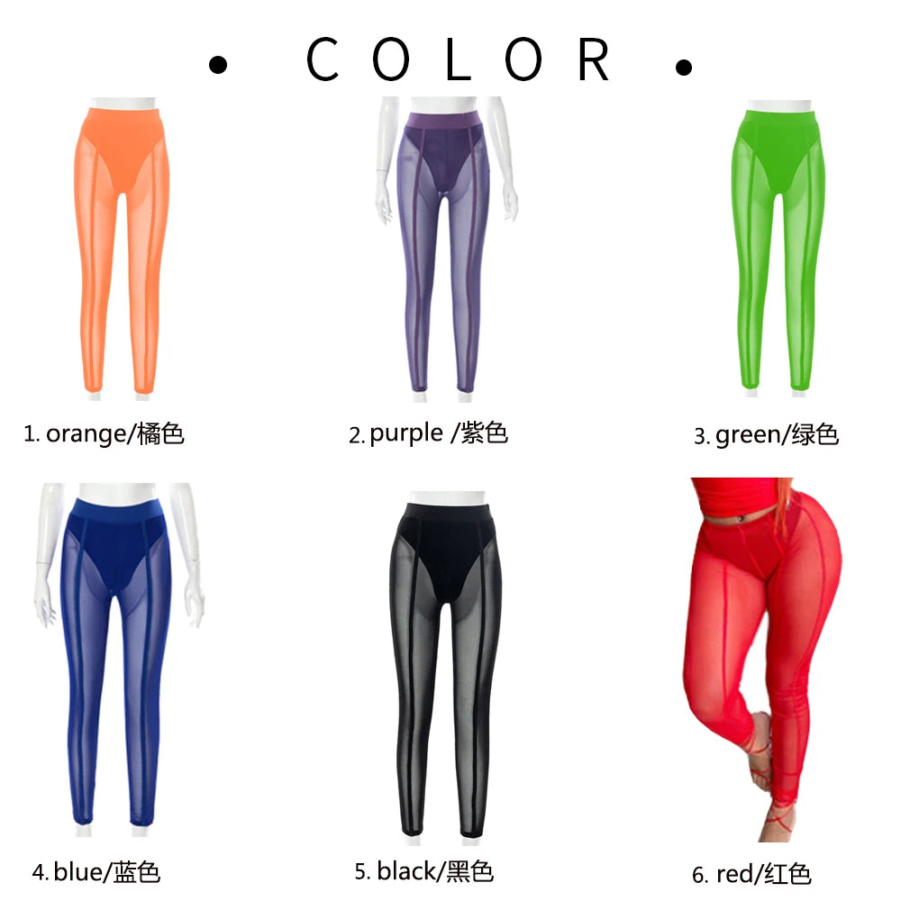 See Through Tights Mesh Jumpsuit Women Outfit 2022 Skinny Stretch See Through Leggings Pants