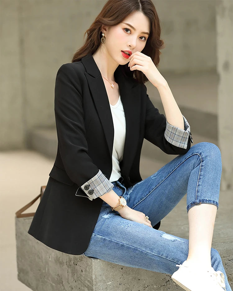 HIGH QUALITY Fashion 2020 Design Blazer Jacket Women's Green Black Blue Solid Tops For Office Lady Wear Size S-4XL