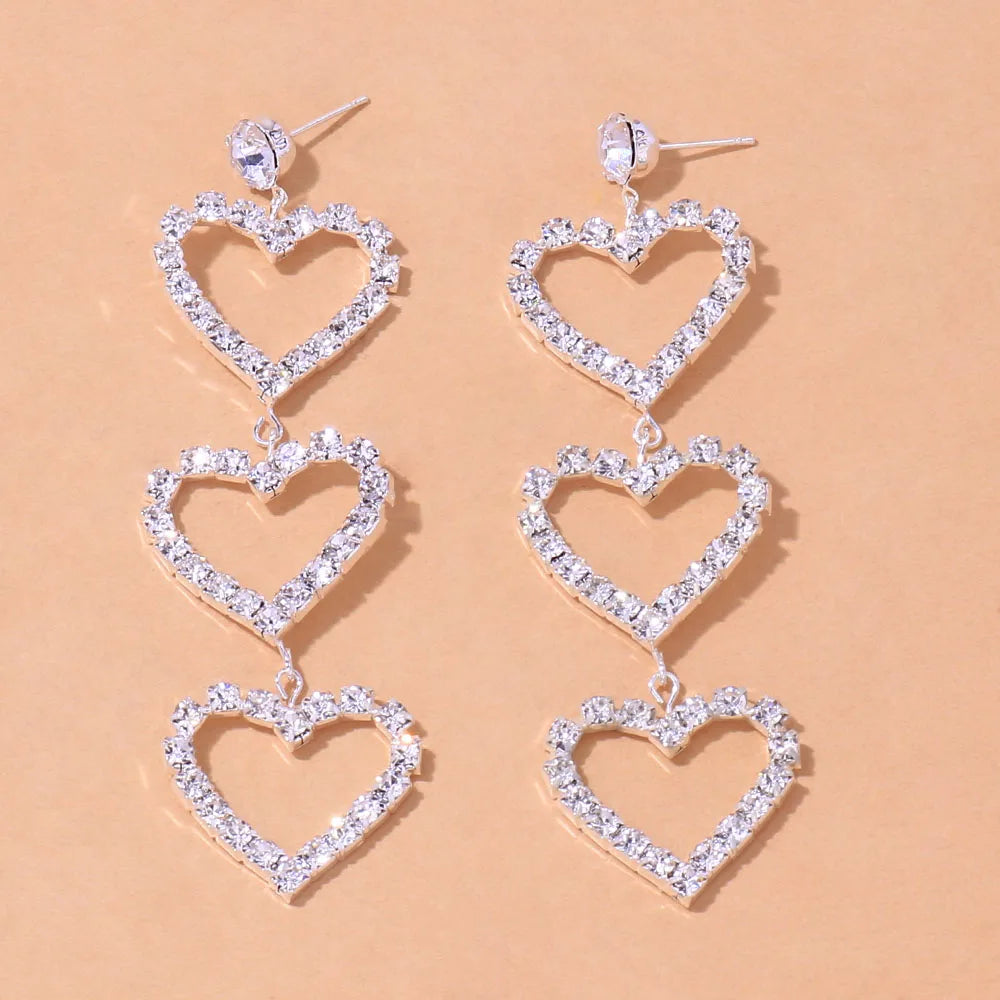 Stonefans Aesthetic Letter Earrings Designer Luxury for Women 2021 Fahsion Jewelry Rhinestone Designer Piercing Heart Earrings