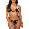 Customized Logo Plus Size Hawaiian Leaves Custom Pattern Bandage Swimsuit Set Two Piece Set Padded Halter Womens Swimwear Bikini