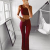 Womens Solid Color High Waist Flare Pants Ladies Trousers Bell Bottom Long Pants Black/White/Blue/Khaki/Burgundy