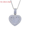 In Stock Iced Out Bling Women Jewelry 5A White Cubic Zirconia Heart Shaped Pendant Necklace With Tennis Box Chain