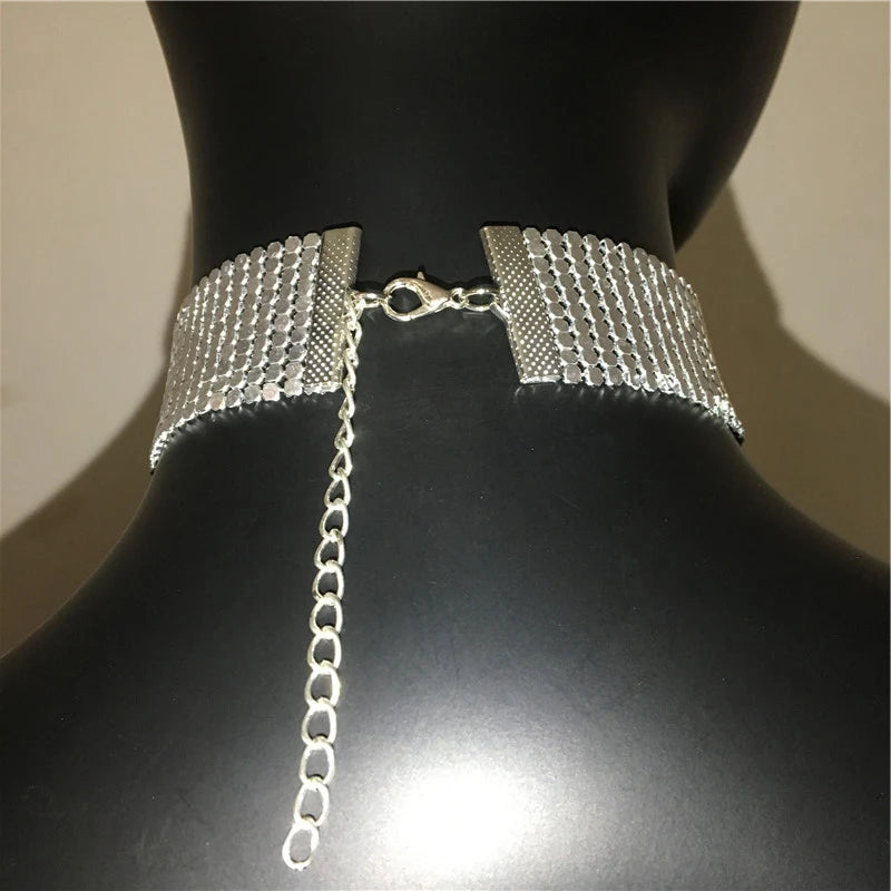 Fashion Metal Sequins Chokers Necklace Jewelry Women Statement Choker Wedding Necklace Jewelry Accessories For A Gift