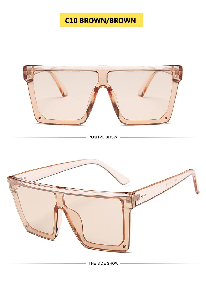 15 colors Flat Top Sunglasses Men Women Brand Designer Square Shades Gradient Sun Glasses Men Cool One Piece UV400 Mirror