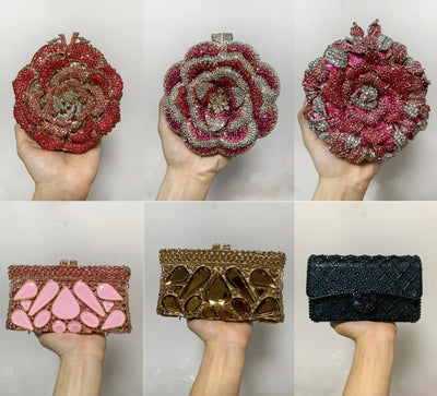 In Stock Lady Diamond Dinner Rhinestone Stone Crystal Women Party Hard Purse Bride Evening Bridal Wedding Hardside Clutch Bag