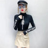 Mid-high-neck Bottoming T-shirt Elastic Inner Ride Femme Tee Tops autumn winter warm letter printing Streetwear Women's T-shirts