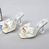 Transparent Slippers For Women 2025 Summer Fashion Pink Butterfly-knot Designer Sandals Clear Heels Size 46 Female Shoes