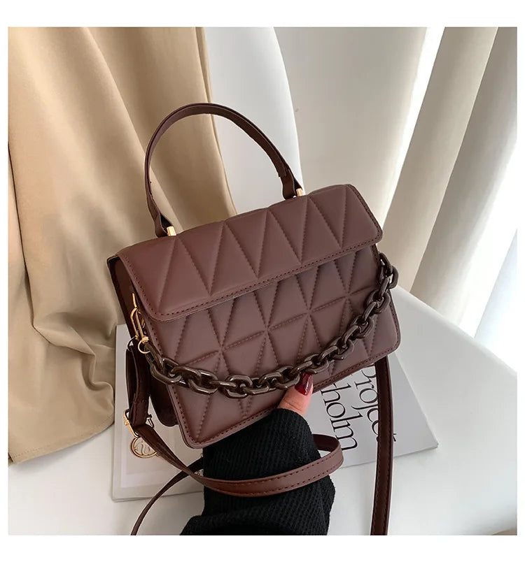 Trendy Plaid Women Shoulder Bag Fashion Chain Crossbody Bags Brand Designer Handbags and Purses Small Flap Top Handle Bags