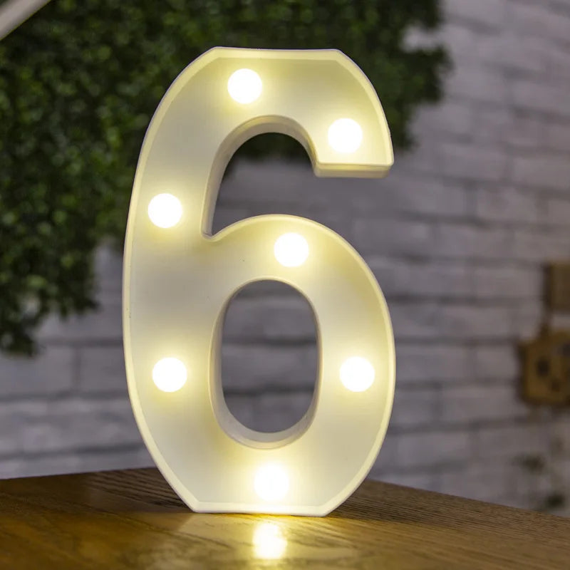 Luxury Alphabet Letter LED Lights Luminous Number Lamp  Battery Night Light for Home Wedding Birthday Christmas Party Decoration