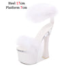 2021 New 4 Color Feather Thick High Heels Platform Sandals Women 14cm 17cm Heels Shoes Female Summer Hair Wedding Pumps Shoes