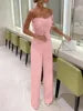 OSM036 Trendy Spring and Summer Jumpsuit Women Feather Bra Sexy White Girls Jumpsuits Elegant Casual Jumpsuits With  Belt
