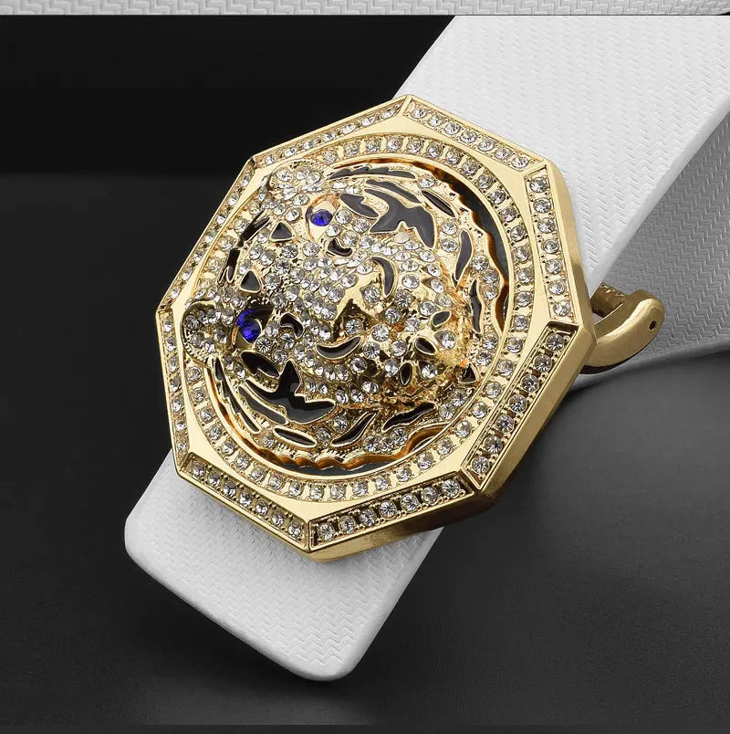 2022 new tiger Golden buckle luxury brand ceinture homme Casual belt men genuine leather Waist Strap wide Waistband High Quality