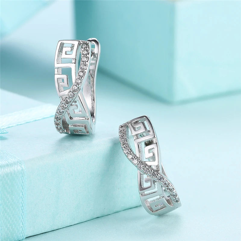 DOTEFFIL 925 Sterling Silver Classic AAA Zircon Earrings Fashion For Woman Wedding Engagement Party Gift Jewelry