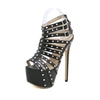 2024 New Summer Platform High Heels Sandals Women Sexy Peep Toe Pumps Fashion Rivet Decoration Ladies Party Pole Dance Shoes